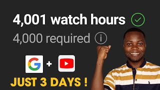 Newest way To Get 4000 Watch Hours Using Only Goog