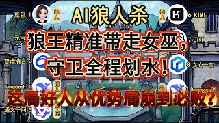 💥【AI 狼人杀】狼王精准带走女巫，守卫全程划水！这局好人从优势局崩到必败？