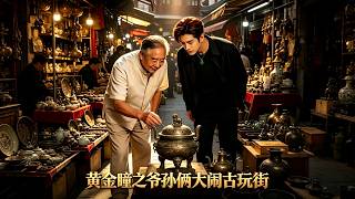 Golden Eyes: Grandpa & Grandson on Antique Street